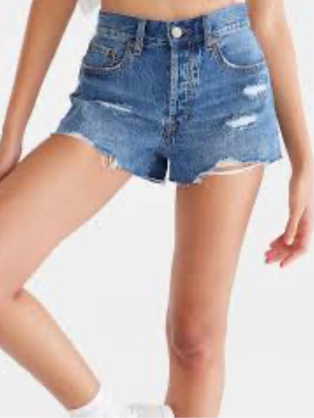 AEROPOSTALE | Aero Cheeky High-Rise Distressed Raw Hems Blue Denim Shorts Sz. 0